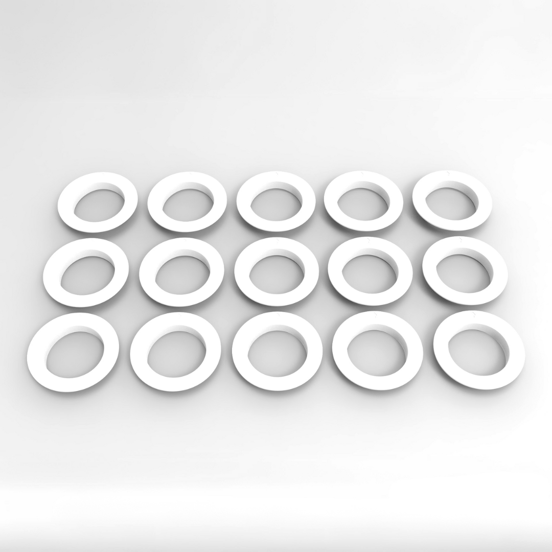 Une seule feuille de monstera dans un vase en verre transparent sur fond blanc.