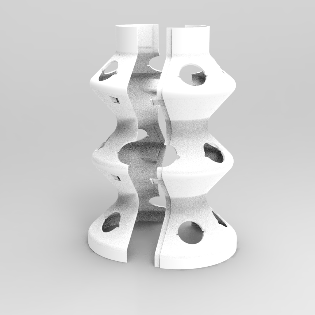 Une seule feuille de monstera dans un vase en verre transparent sur fond blanc.